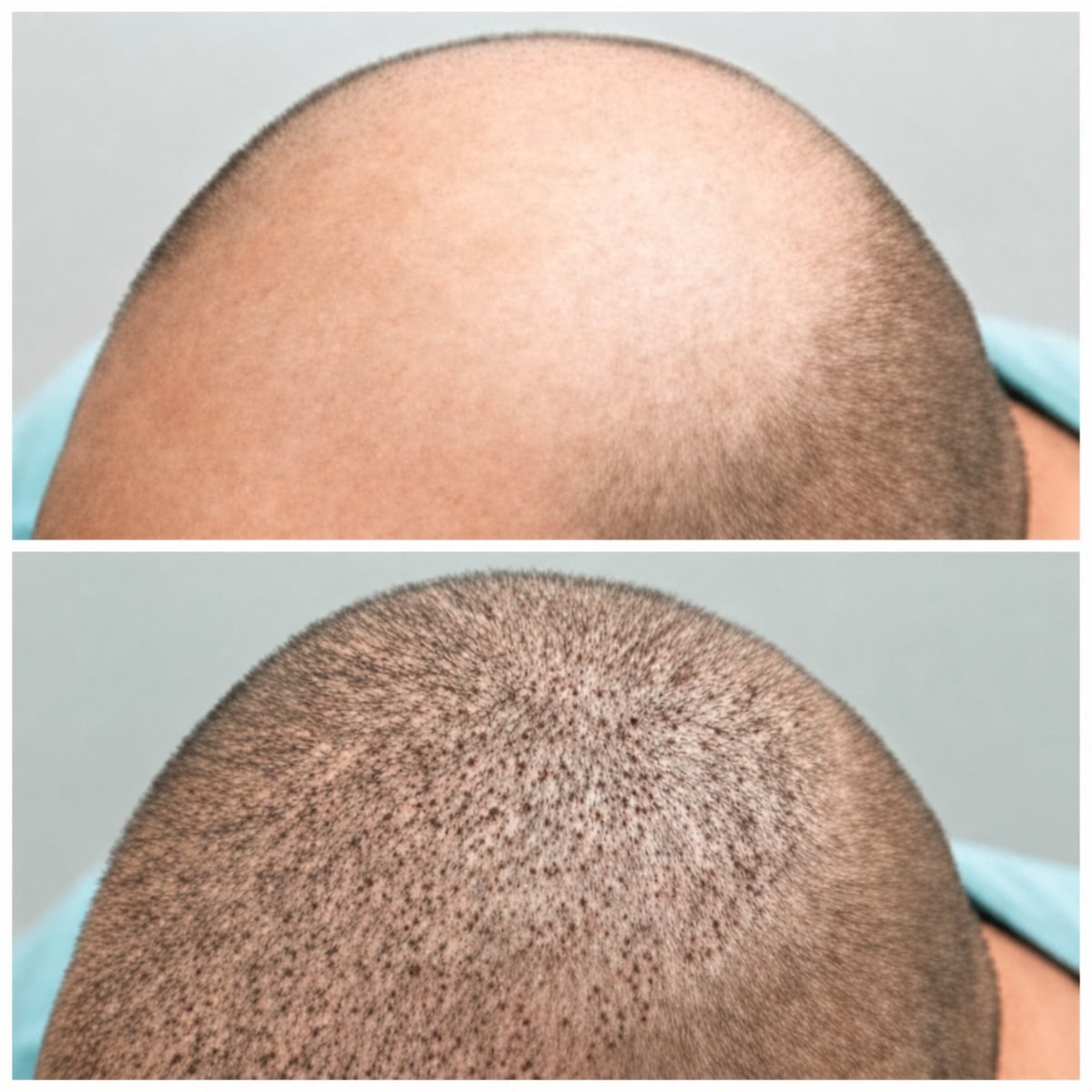 نتائج زراعة الشعر قبل وبعد في عيادة سومشاي، زيادة واضحة في كثافة الشعر