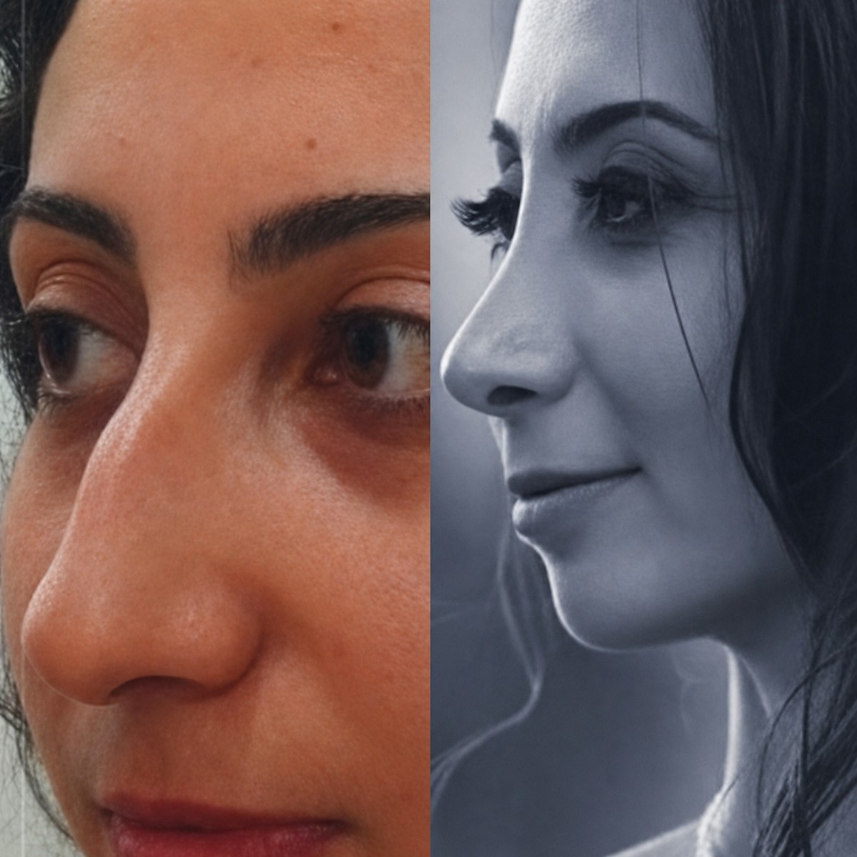 نتائج قبل وبعد عملية تصحيح الحاجز الأنفي في مركز إسطنبول لجراحة التجميل، تحسين شكل الأنف