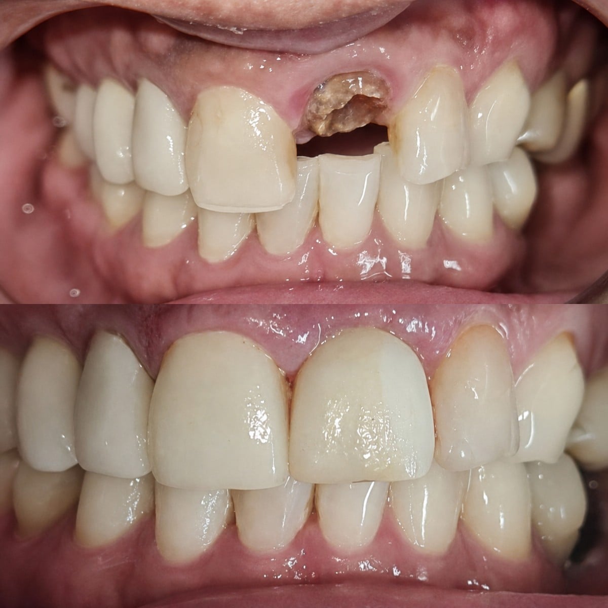 Before and after dental veneers at SoftDentalCare Clinic – restored smile and natural results