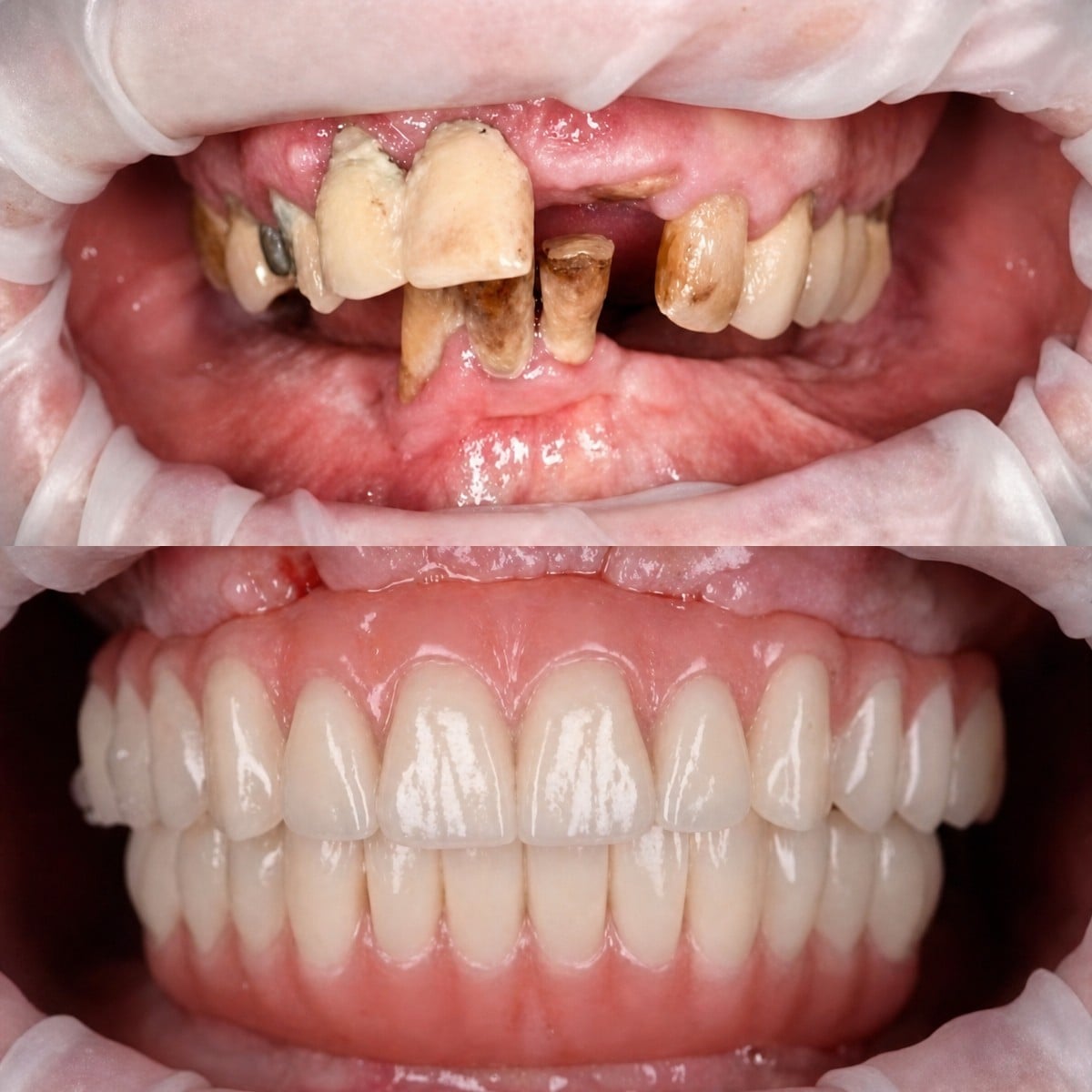 Resultados de implantes dentales antes y después en RIKOTA Dental Clinic – sonrisa restaurada