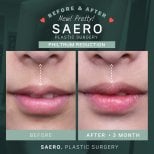 Before and after philtrum reduction results at SAERO Plastic Surgery, visible lip enhancement