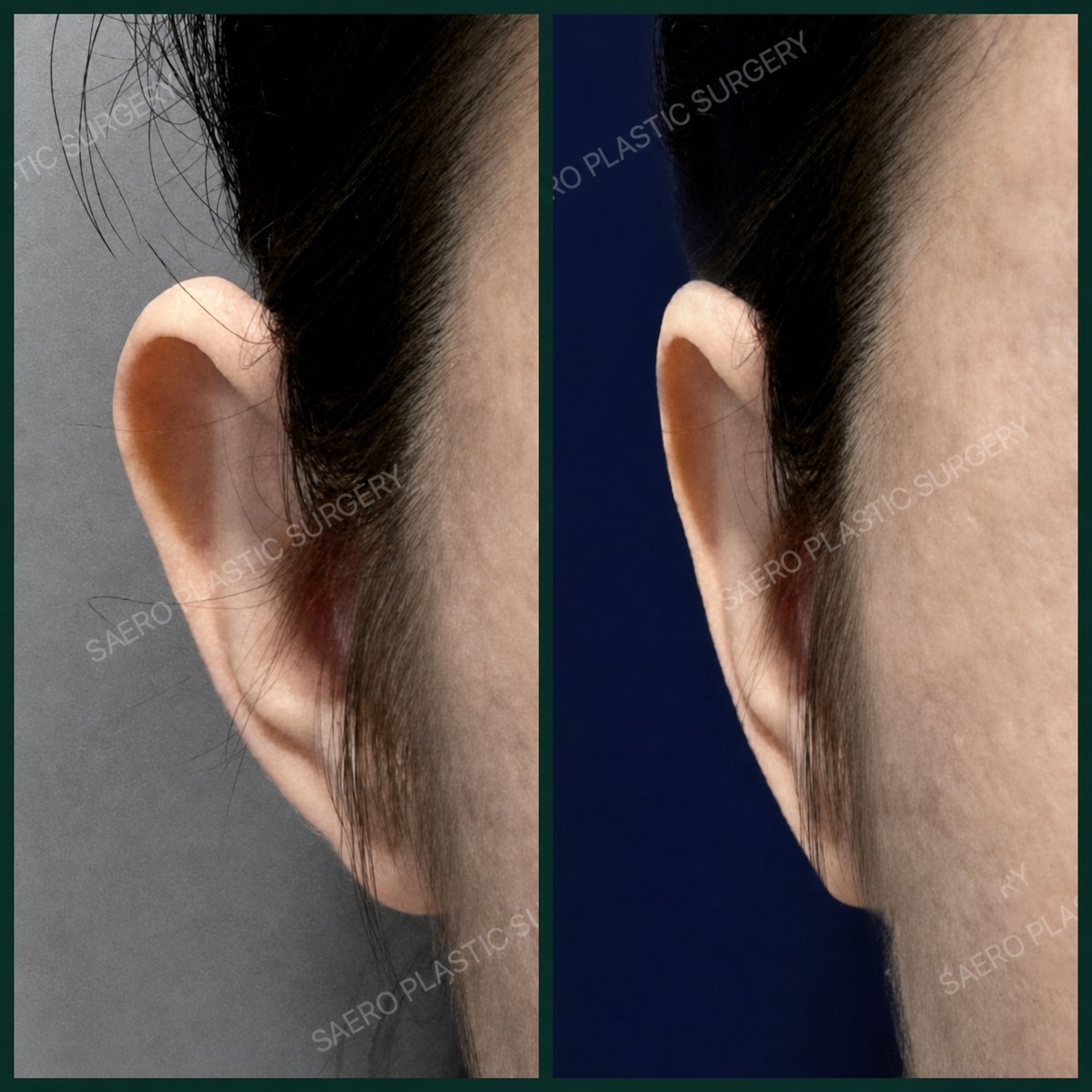 نتائج عملية تجميل الأذن قبل وبعد في SAERO Plastic Surgery، تحسين شكل الأذن