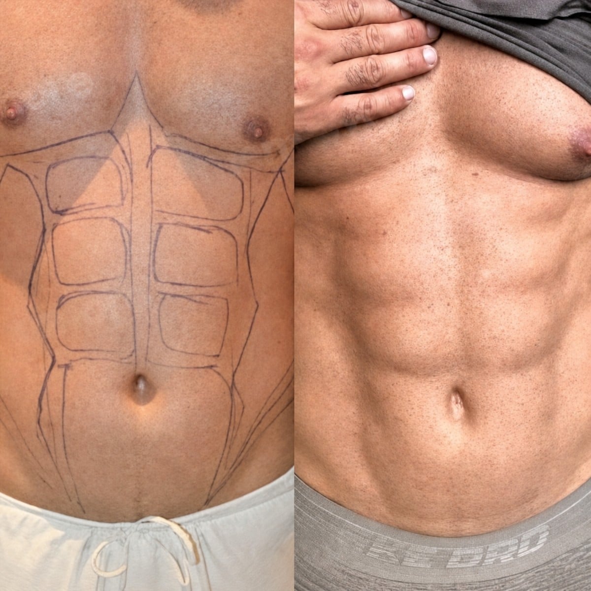 Resultados de liposucción abdominal antes y después en Memorial Şişli Hospital, abdomen definido