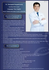 Dr. Tanongsak Panyawirunroj, plastic surgeon at Asia Cosmetic Hospital, education and experience