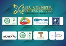 Asia Cosmetic Hospital certifications and awards, including ISO and Thailand Trusted Quality