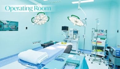 Modern operating room at Wansiri Hospital prepared for breast implant removal procedure