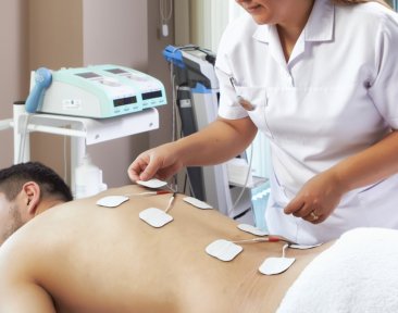Physiotherapy session with electrotherapy at Nobel Medical, Physical Therapy & Rehabilitation Center