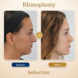 نتائج عملية تجميل الأنف قبل وبعد في bellaclinic، إعادة تشكيل الأنف بمظهر طبيعي