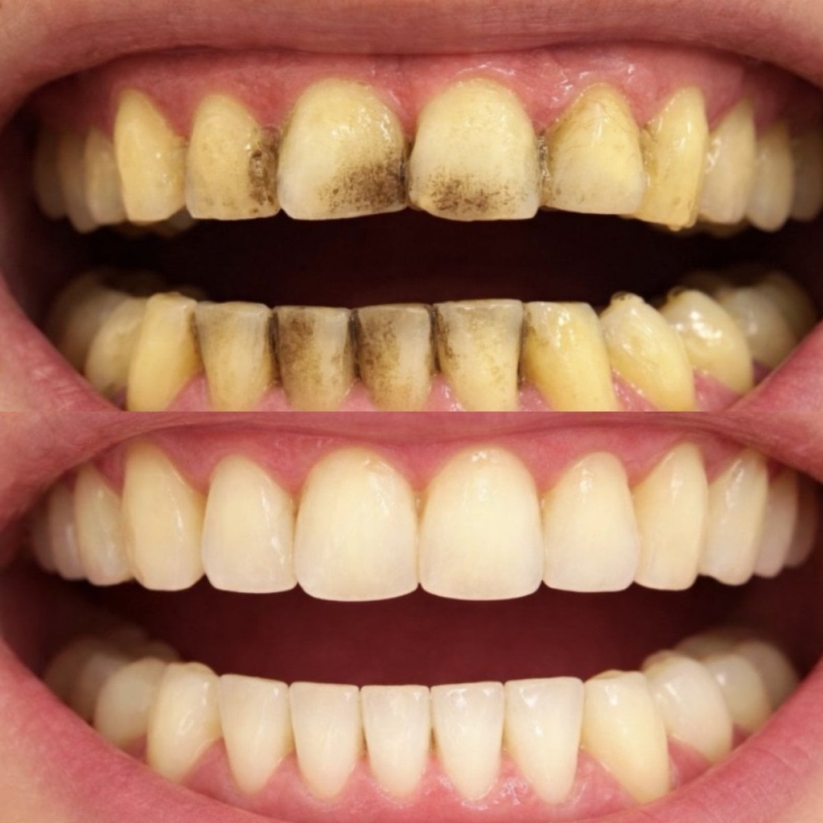 Resultados antes y después de carillas dentales: dientes más blancos y uniformes