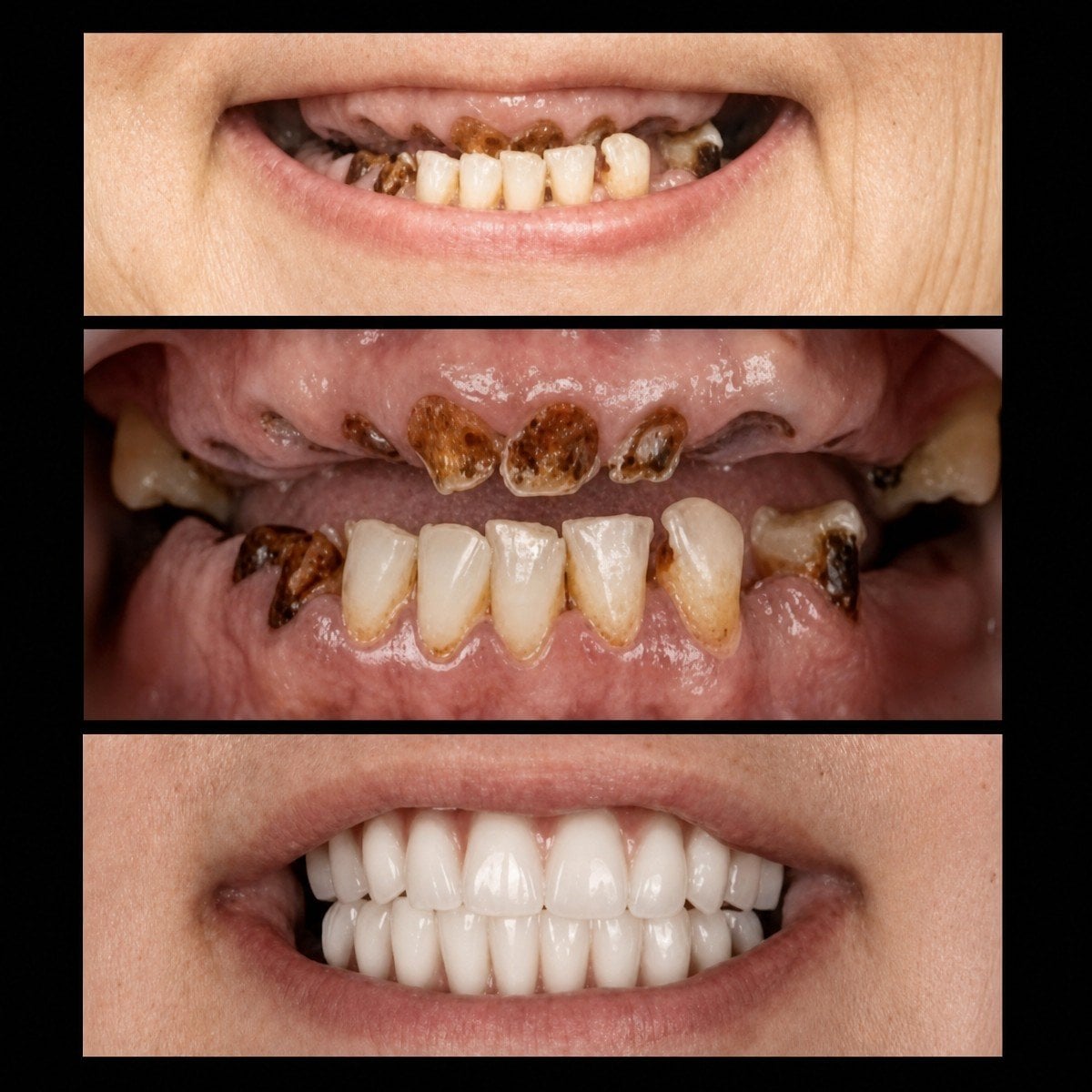نتائج قبل وبعد طقم الأسنان في HALDENT Dental Clinic – استعادة الابتسامة بالكامل