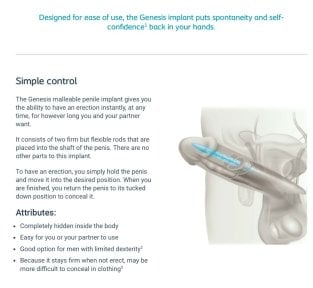 Wynik wszczepienia implantu prącia w Menness Wellness Clinic – ilustracja implantu Genesis