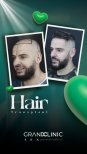 Before and after DHI hair transplant result at Grand Clinic, restored hairline in male patient