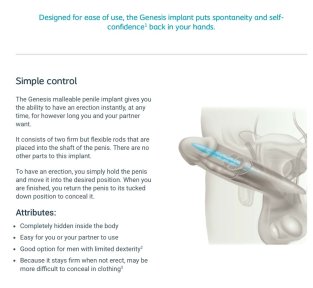 Résultat d’implant pénien à Menness Wellness Clinic – illustration de l’implant Genesis